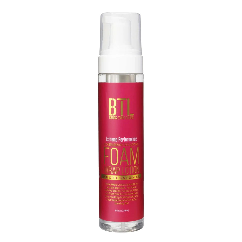 BTL Foam Wrap Lotion Extreme In. clear foam pumping bottle with pink label