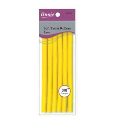 Annie- #1200 Soft Twist Rollers 7" 6ct Yellow