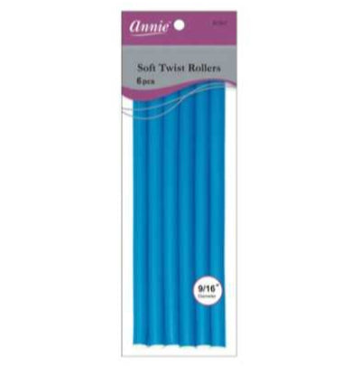 Annie- #1207 Soft Twist Rollers 10" 6ct Blue