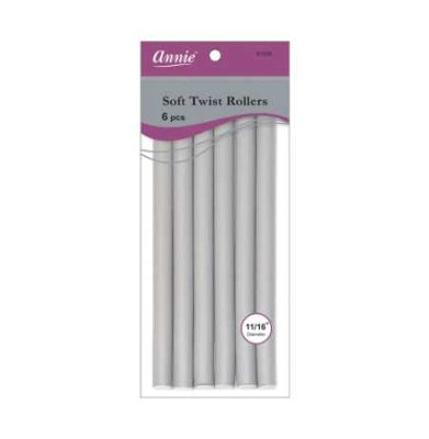 Annie- #1209 Soft Twist Rollers 10" 6ct Gray