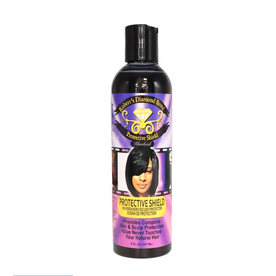 Robert’s Diamond Bond Protective Shield Kharkoal 2 oz is a pre-bonding hair shield designed to protect natural hair and scalp during weave or extension installations. It forms a protective barrier so bonding glue adheres to the shield instead of your real hair, helping reduce damage and breakage. The Kharkoal formula blends well with dark hair and rinses out easily with warm water when removing extensions.