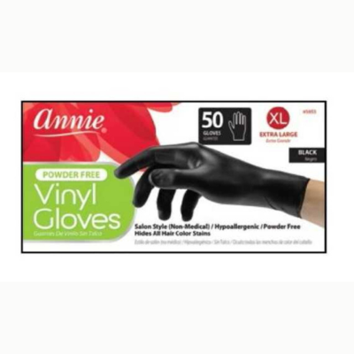Annie Vinyl Gloves X-Large 50ct Black #3853