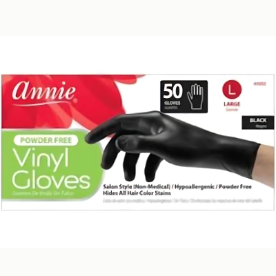 Annie Vinyl Gloves Large 50ct Black #3852