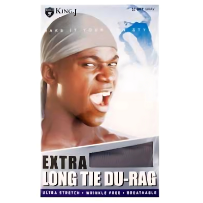 Extra Long Tie Du-Rag #007 Gray