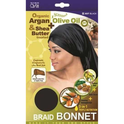 #837 Organic 4n1 Braid Bonnet- Black