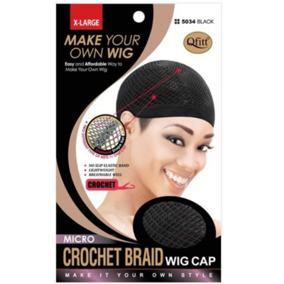 #5034 XL Micro Crochet Braid Wig Cap- Black
