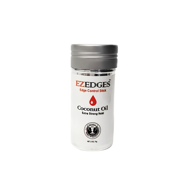 Hair finishing wax stick in a white twist-up container for styling and slicking flyaways