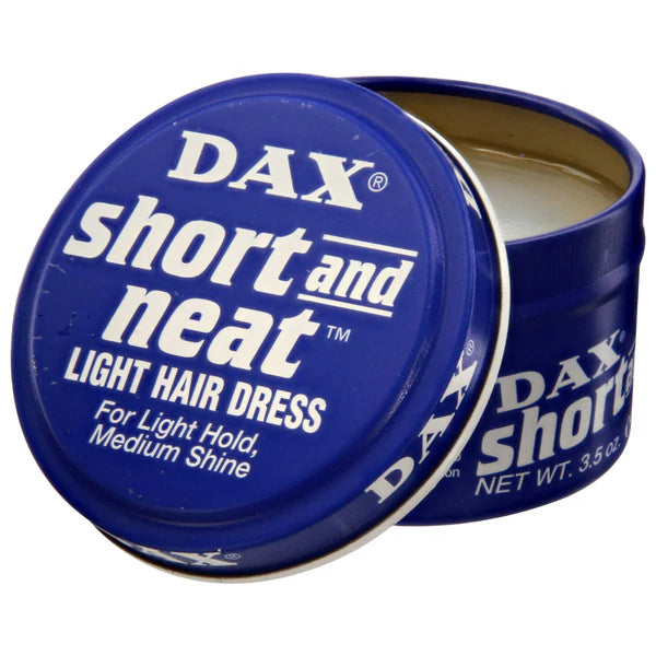 Dax Short and Neat Light Hair Dress in a blue tin jar with white script