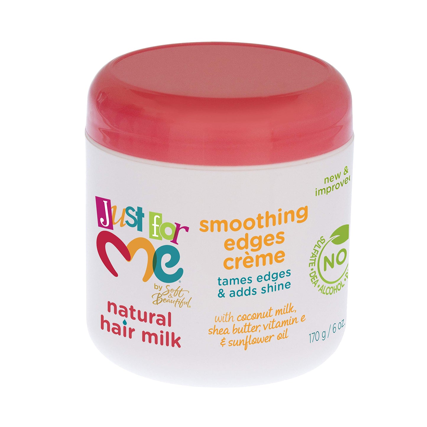 Just For Me by Soft & Beautiful Natural Hair Milk Smoothing Edges Creme:
Tames edges and adds shine
Just for Me hair cream, 6 oz, is formulated with coconut milk, shea butter, vitamin E and sunflower oil
No sulfate, DEA, alcohol
For Kids