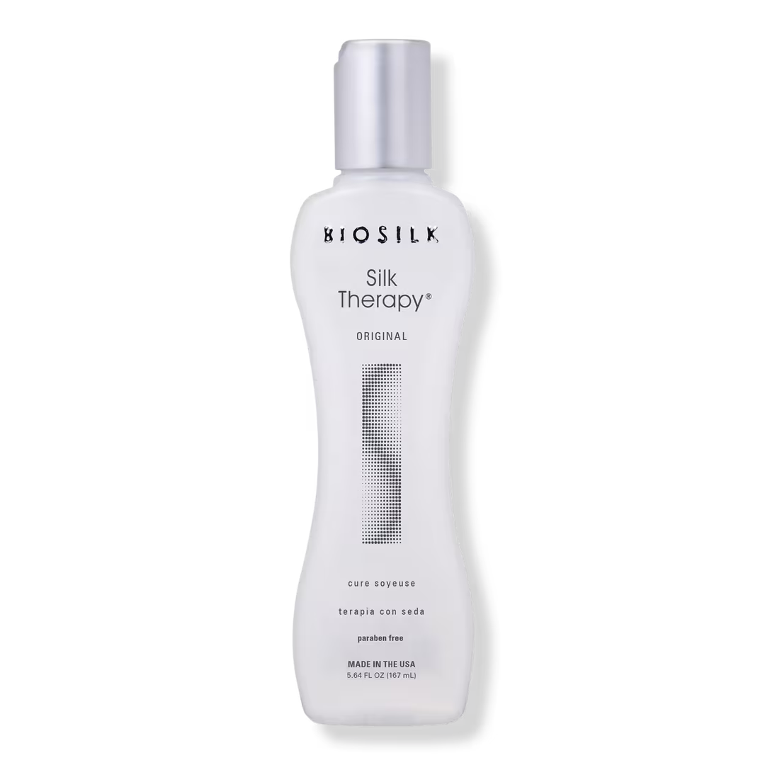 BioSilk Silk Therapy Original 5.64oz in a clear bottle that has grey script at the top "BioSilk" and below "Silk Therapy Original"