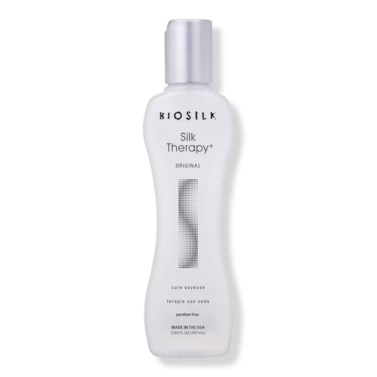 BioSilk Silk Therapy Original 5.64oz in a clear bottle that has grey script at the top "BioSilk" and below "Silk Therapy Original"