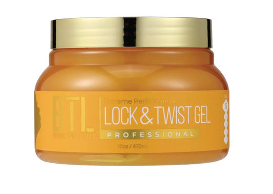 BTL Extreme Performance Lock & Twist Gel Professional In a yellow jar with a yellow label