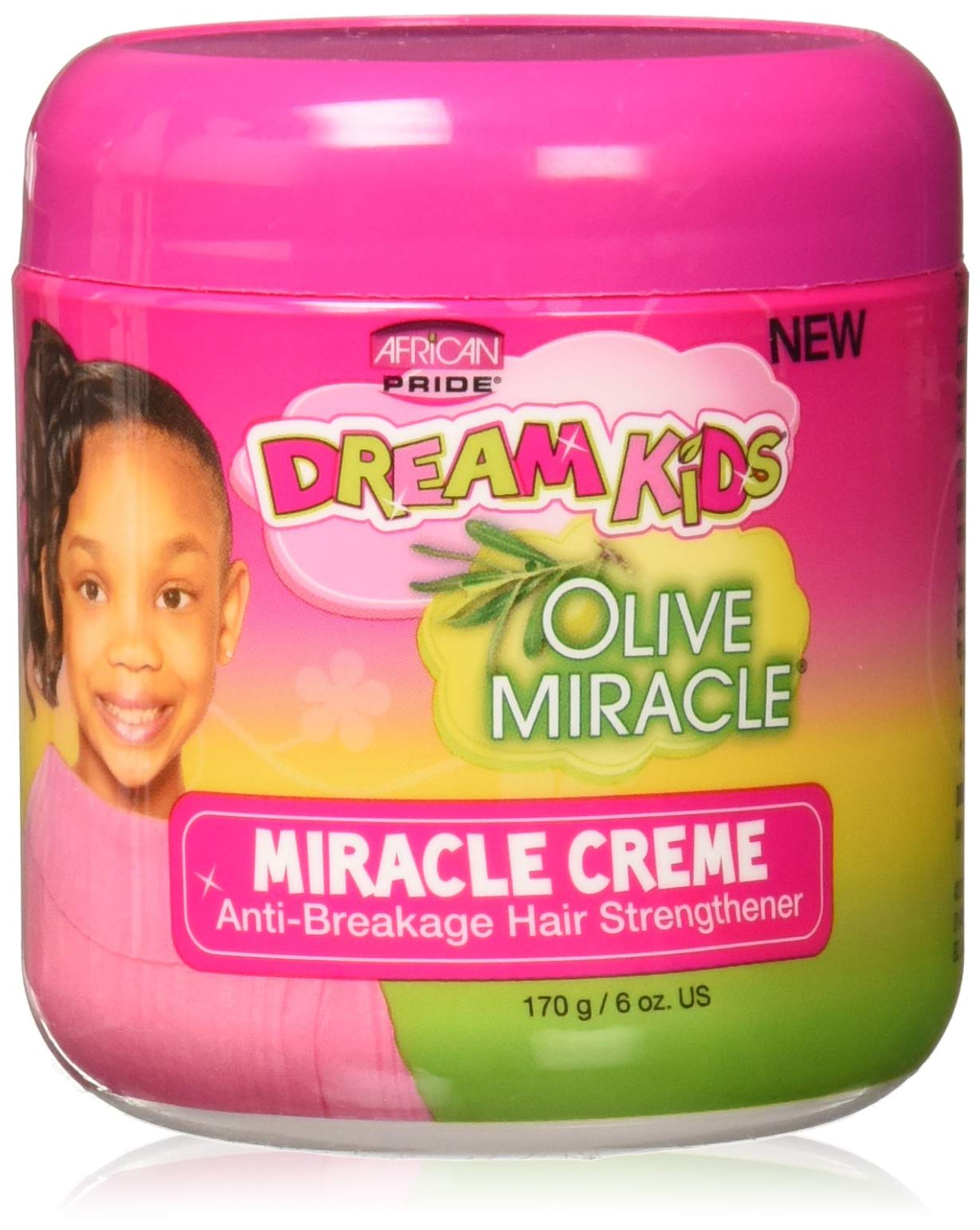 African Pride Miracle Creme 6oz in a pink jar bold Dream Kids text at the top.