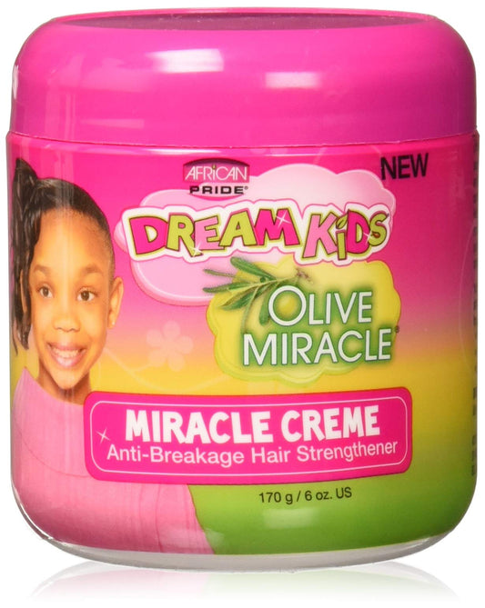 African Pride Miracle Creme 6oz in a pink jar bold Dream Kids text at the top.