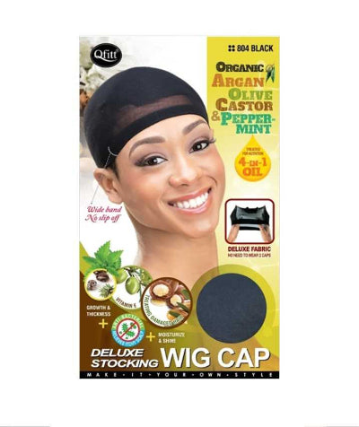 #804 Deluxe Stocking Wig Cap- Black
