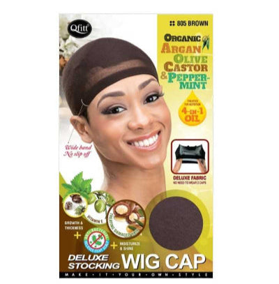 #805 Deluxe Stocking Wig Cap- Brown
