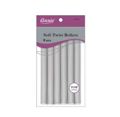 Annie- #1204 Soft Twist Rollers 7" 6ct Gray