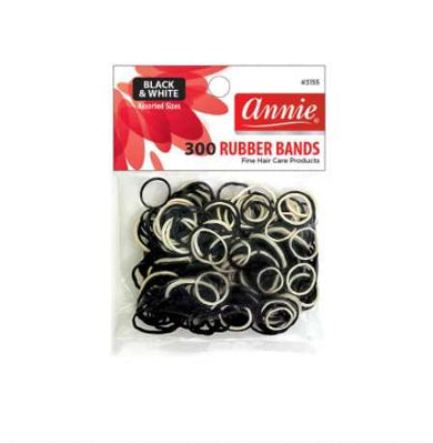Annie Rubber Bands Black/White 300ct #3155