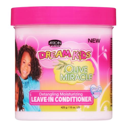 African Pride Detangling Moisturizing Leave-In Conditioner 15oz in a pink jar bold Dream Kids text at the top.