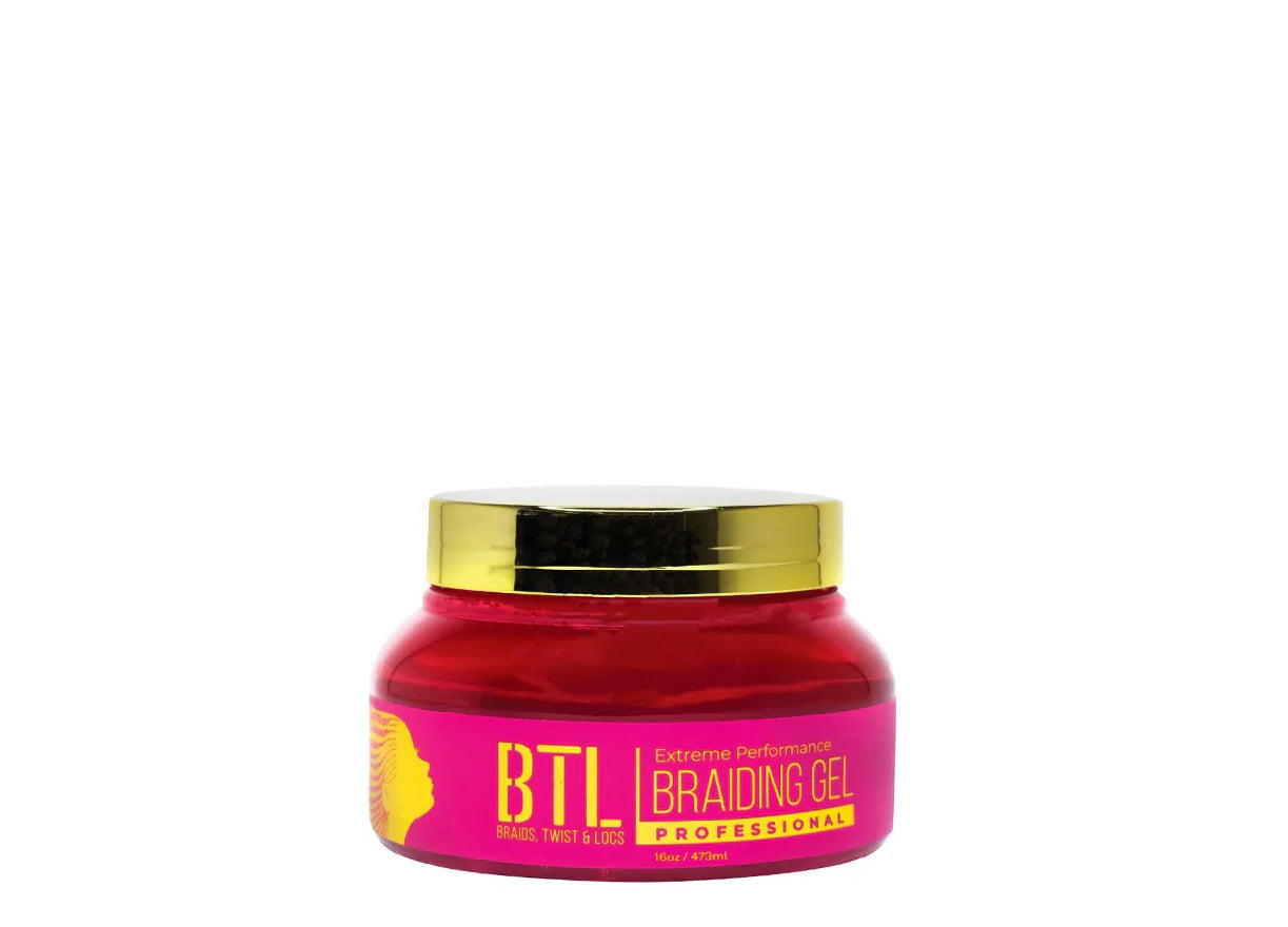 BTL Extreme Performance Braiding Gel In a pink jar with a pink label