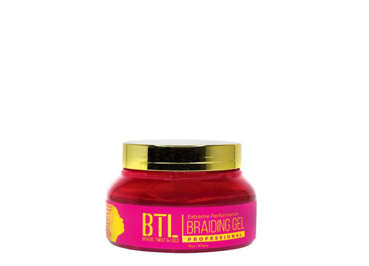 BTL Extreme Performance Braiding Gel In a pink jar with a pink label