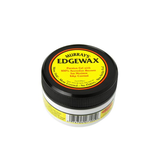A yellow jar of Murray's Edgewax used for slicking edges and baby hairs with no flaking.