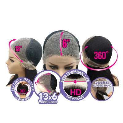 Hair Republic PHB-Evelyn HD 13x6 360° Lace Front Wig Human Hair Blend