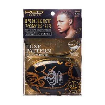 Red Premium Pocket Wave X BOWWOW Luxe Pattern Medium Brush Curved #BR05