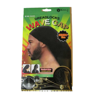 #086 Dreadlock Wave Cap Jumbo- Black