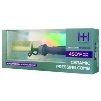 Annie H&H Ceramic Electrical Pressing Comb Purple/Gold #5955