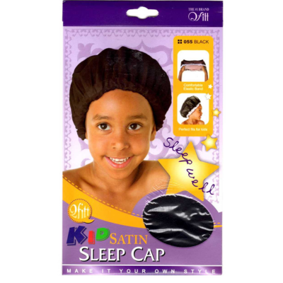 Kid Satin Sleep Cap Black #055