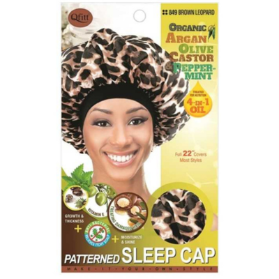 #849 Patterned Sleep Cap- Leopard Assorted Color Chosen