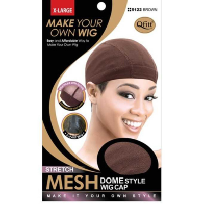 #5122 XL Stretch Mesh Dome Style Wig Cap- Brown