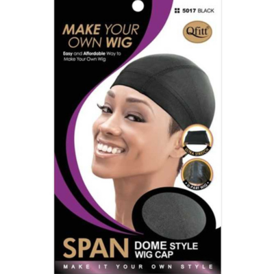 #5017 Span Dome Style Wig Cap- Black