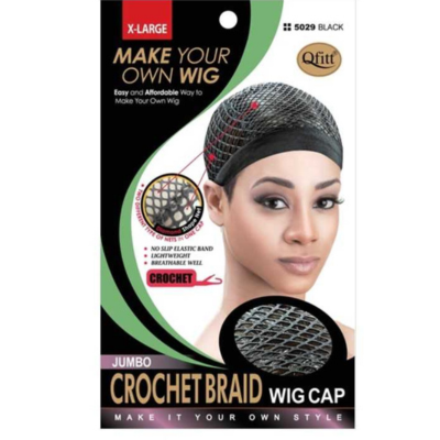 #5029 XL Jumbo Crochet Braid Wig Cap- Black