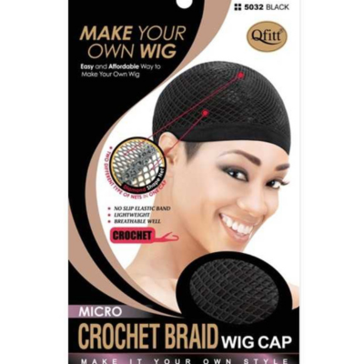 #5032 Micro Crochet Braid Wig Cap- Black