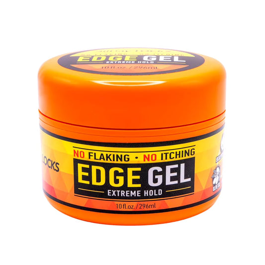 AllDay Locks Edge Gel 10oz in a orange jar with yellow and orange label