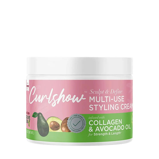 ORS Olive Oil CurlShow Multi-Use Styling Cream 12oz rich styling cream for curly and textured hair, designed to moisturize, define curls, reduce frizz, and enhance softness and shine for smooth, well-shaped, natural-looking styles.