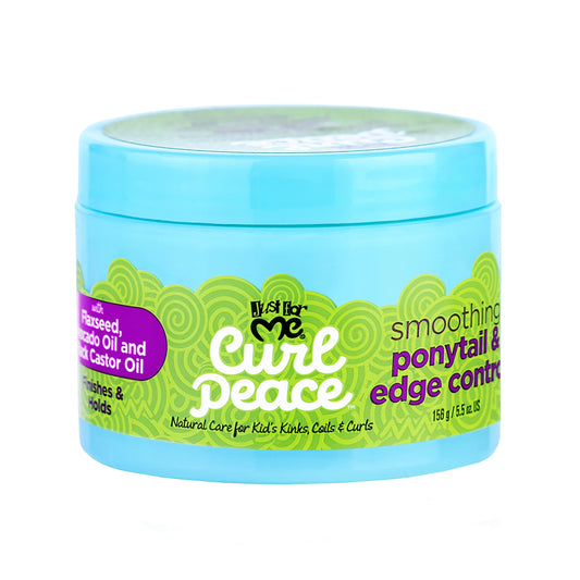 Just for Me Curl Peace Smoothing Ponytail & Edge Control  - Finishes & Holds, Contains Flaxseed, Avocado Oil & Black Castor Oil, 5 oz
PROVEN HAIR CARE - Just for Me Curl Peace Smoothing Ponytail & Edge Control is the first of its kind to smooth ponytail bases AND lay edges for styling. Formulated with a gentle blend of ingredients, this product provide a light, touchable hold.
