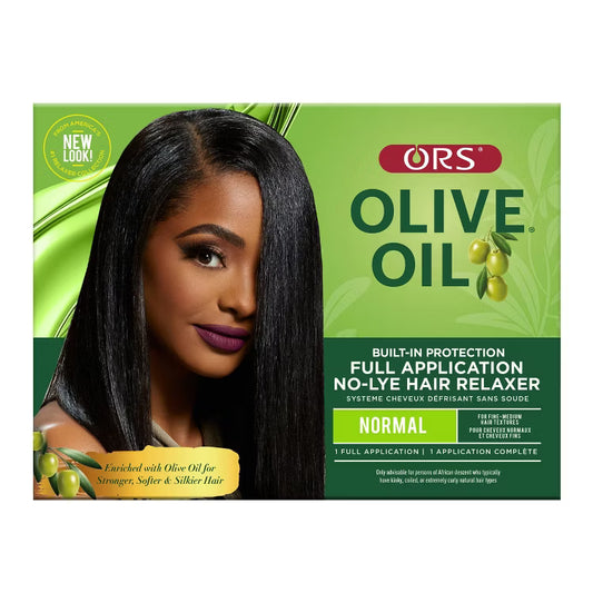 ORS Olive Oil No-Lye Hair Relaxer Normal strength relaxer system designed to gently straighten and smooth natural hair textures, reduce frizz, and improve manageability while helping maintain moisture and a soft, sleek finish.