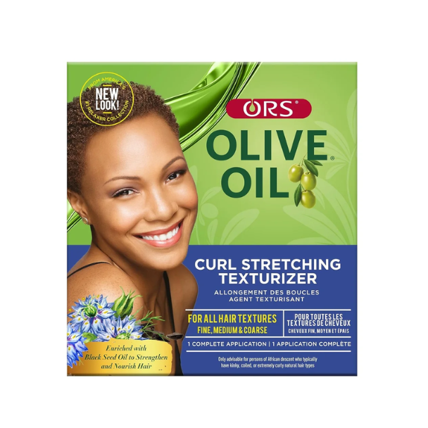 ORS Olive Oil Curl Stretching Texturizer designed to gently loosen and stretch natural curl patterns for easier manageability, while helping reduce shrinkage and maintain softness, moisture, and a more elongated curl or wave style.