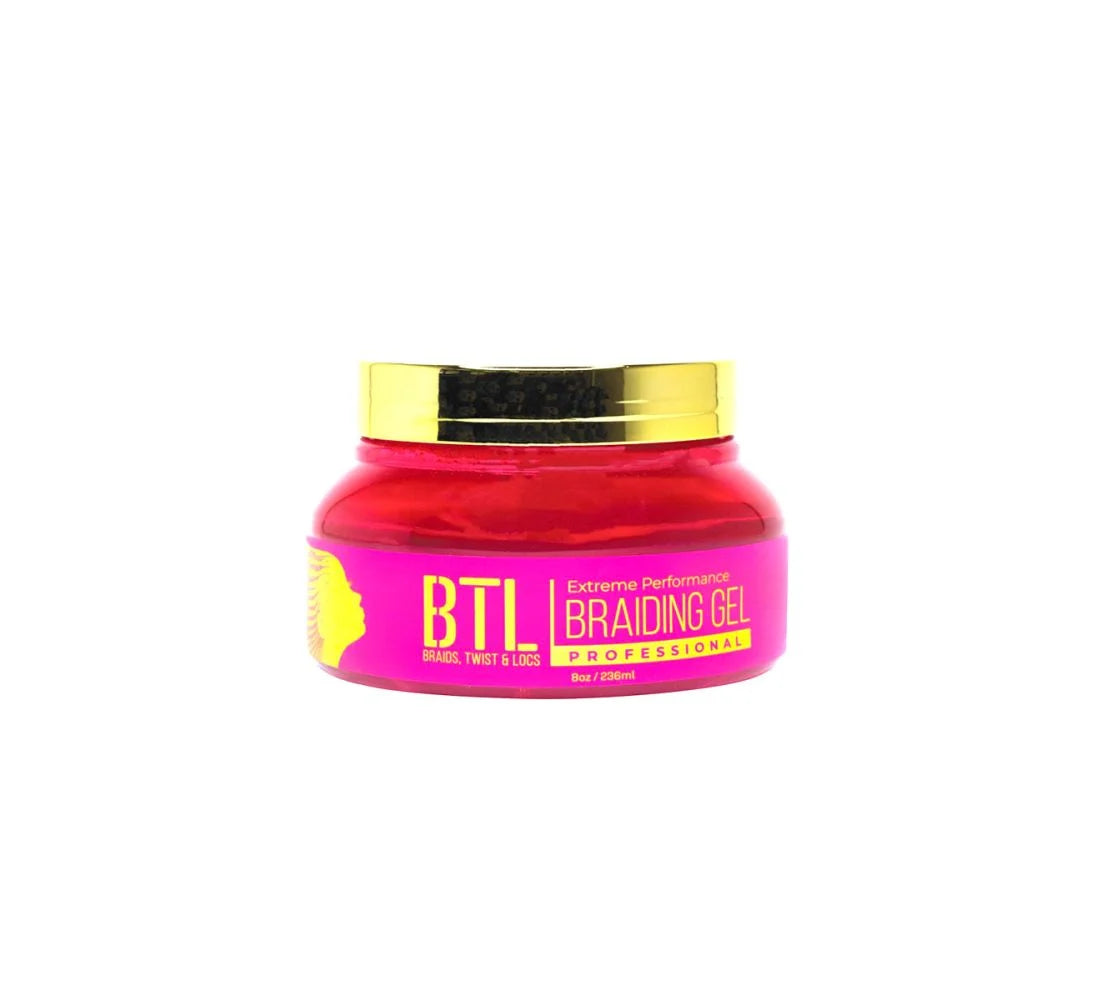 BTL Extreme Performance Braiding Gel In a pink jar with a pink label